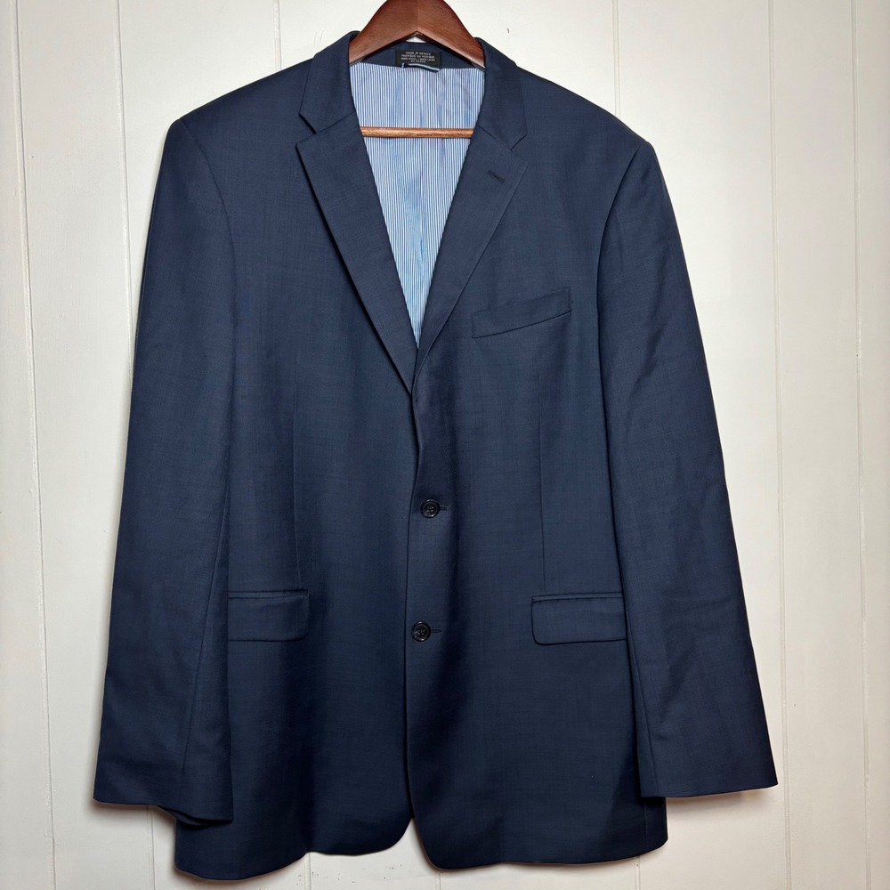 Tommy Hilfiger Navy Blue 100% Wool Size 46R 2 Button Blazer Sport Coat Jacket